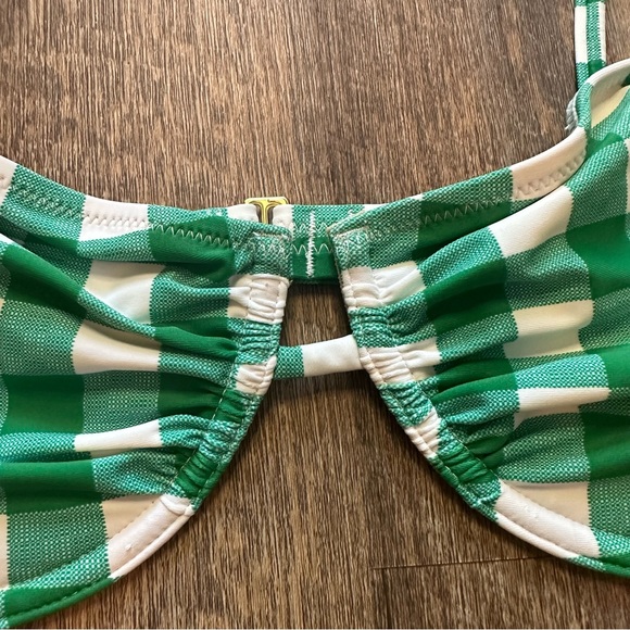 J Crew Swim J Crew Tieshoulder Underwire Bikini Top In Gingham 38c
